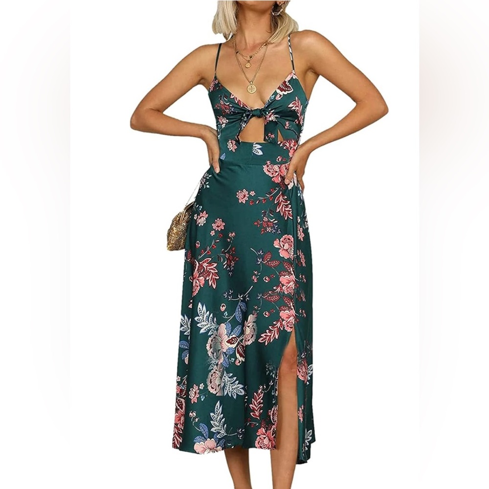 Floral Green Midi Dress